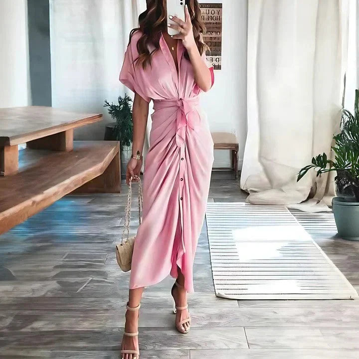 Fitted Ruched Midi Dress for Evening Events