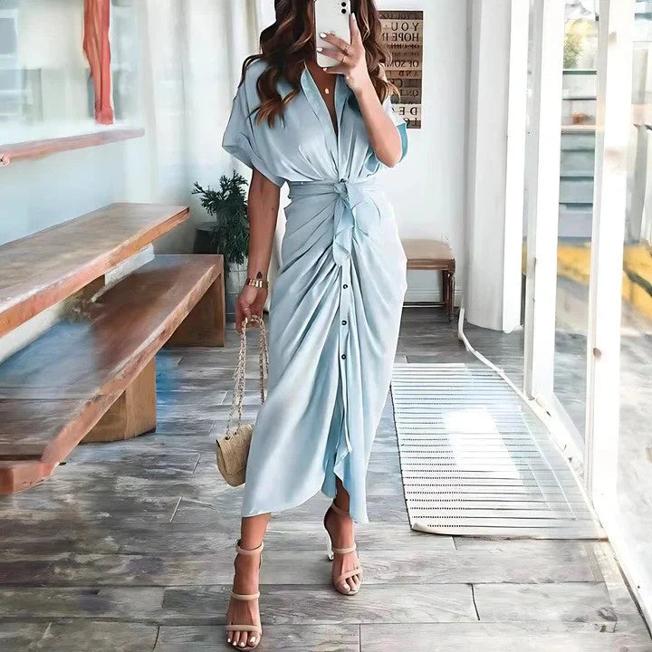 Fitted Ruched Midi Dress for Evening Events