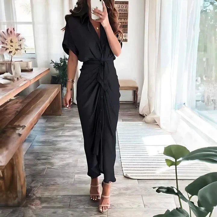 Fitted Ruched Midi Dress for Evening Events