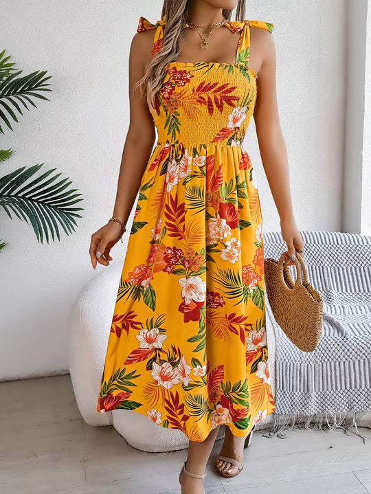 Floral Corset Midi Dress for Summer Holidays and Events