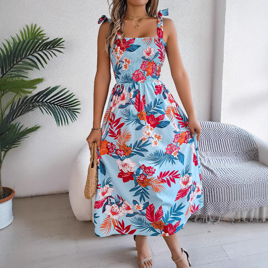 Floral Corset Midi Dress for Summer Holidays and Events