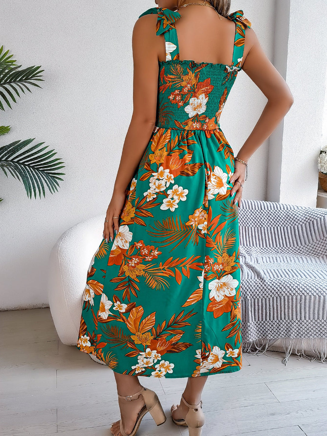 Floral Corset Midi Dress for Summer Holidays and Events