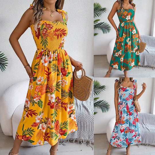 Floral Corset Midi Dress for Summer Holidays and Events