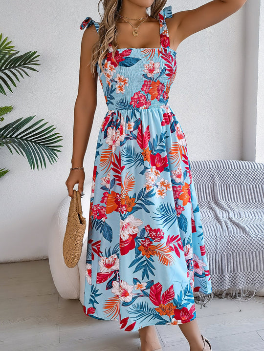 Floral Corset Midi Dress for Summer Holidays and Events