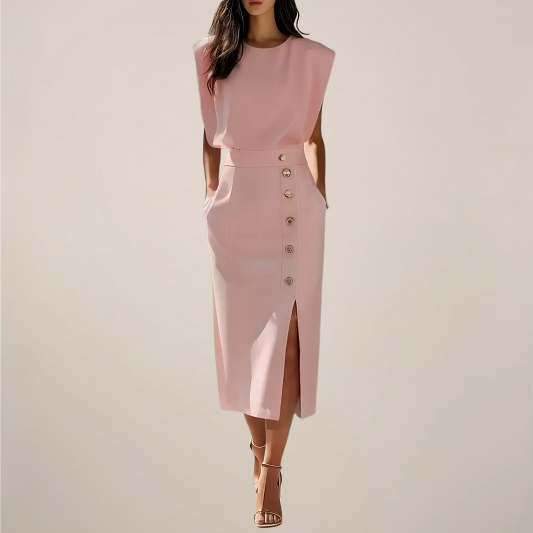 Flowing Elegant Midi Dress for Day and Evening