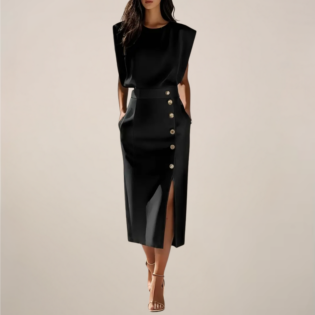 Flowing Elegant Midi Dress for Day and Evening