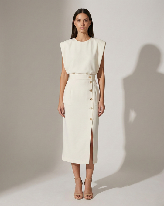 Flowing Elegant Midi Dress for Day and Evening