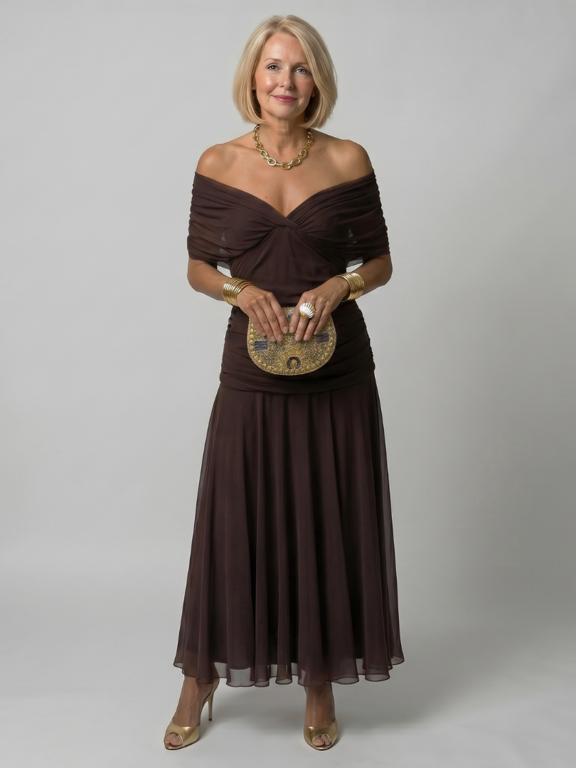 Flowing Off-Shoulder Midi Dress
