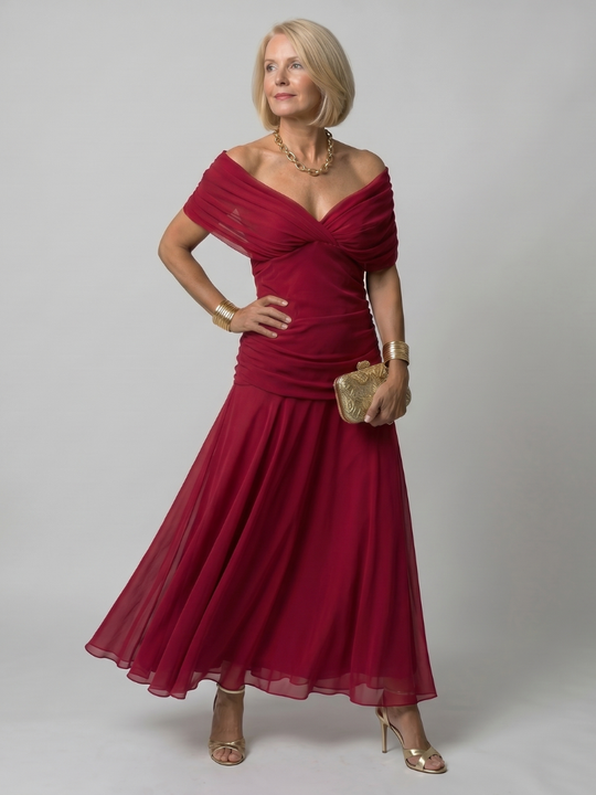 Flowing Off-Shoulder Midi Dress