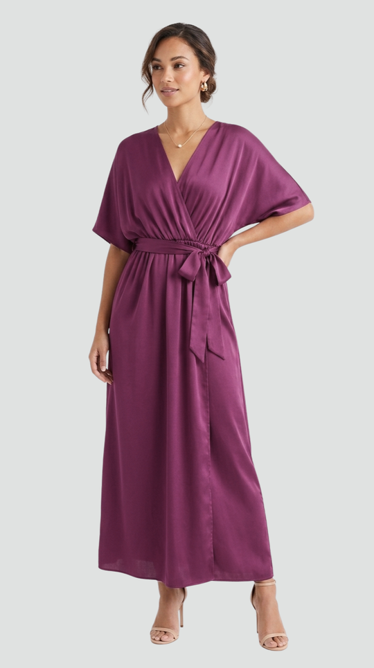 Flowing Tie-Wrap Midi Dress