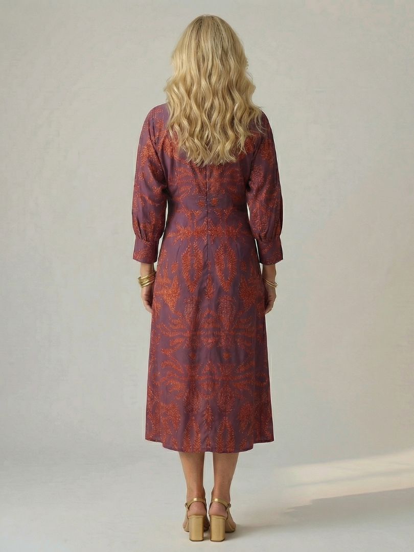 Flowing Wrap Midi Dress with Soft Natural Style