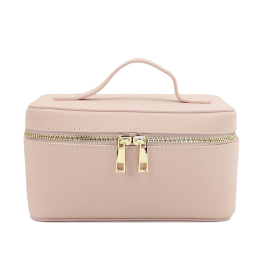 Genuine Split Leather Travel Toiletry Bag with Carry Handle