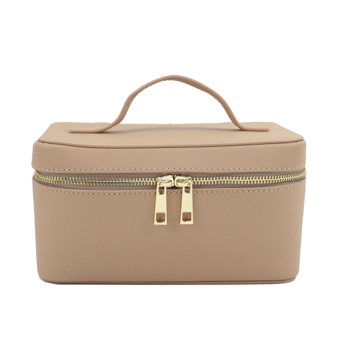 Genuine Split Leather Travel Toiletry Bag with Carry Handle