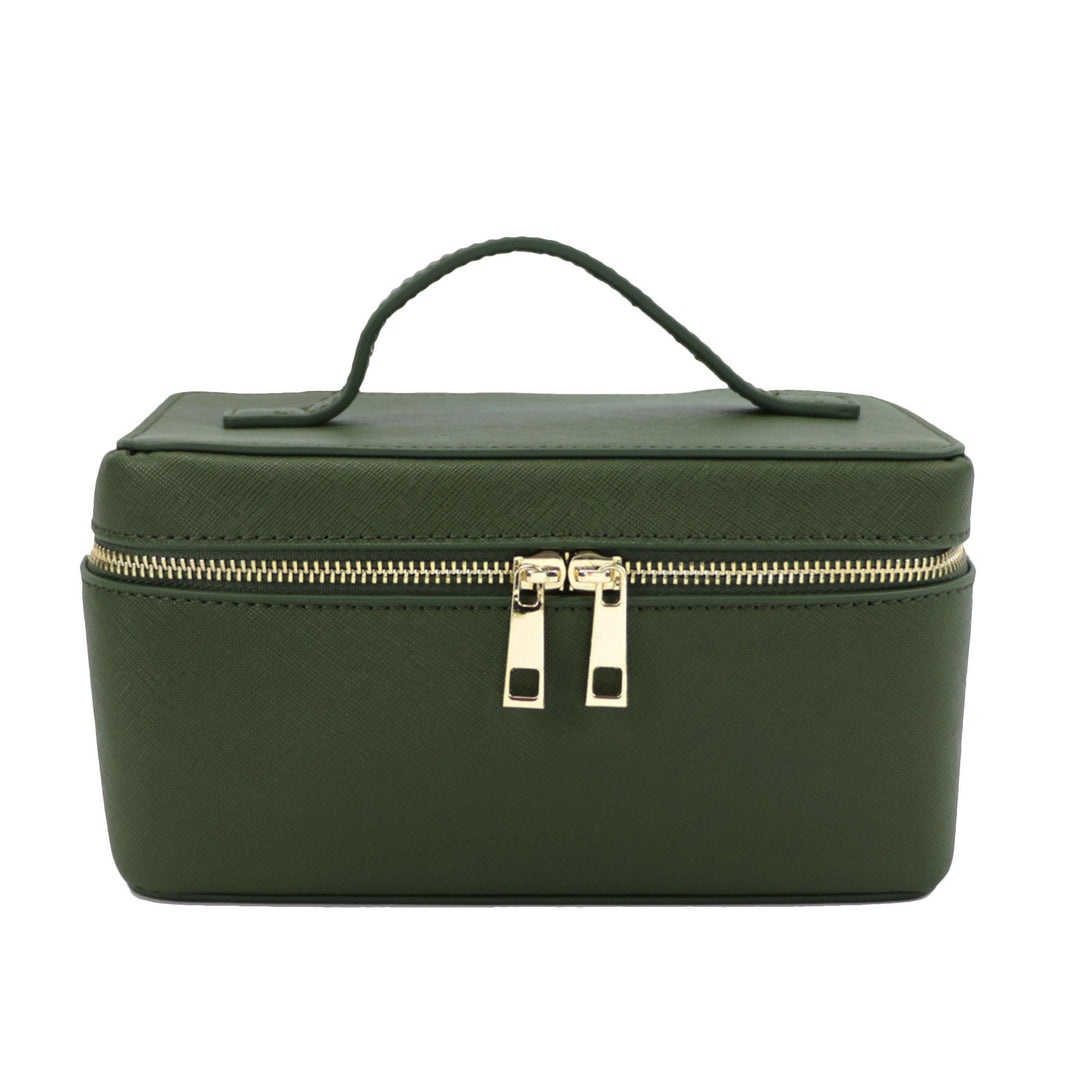 Genuine Split Leather Travel Toiletry Bag with Carry Handle