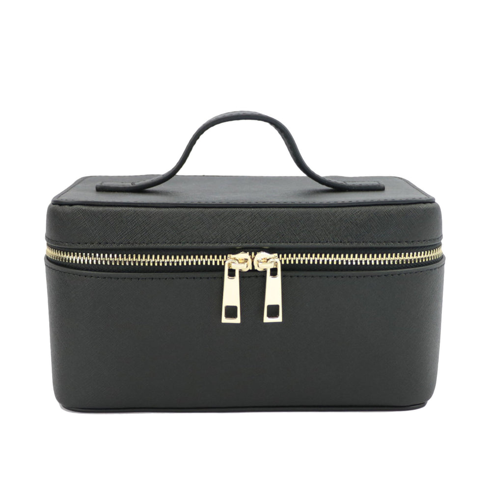 Genuine Split Leather Travel Toiletry Bag with Carry Handle