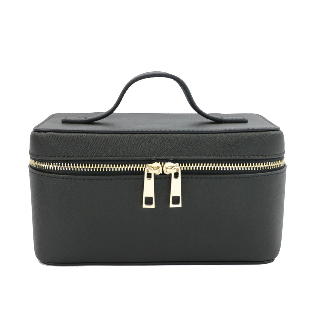 Genuine Split Leather Travel Toiletry Bag with Carry Handle