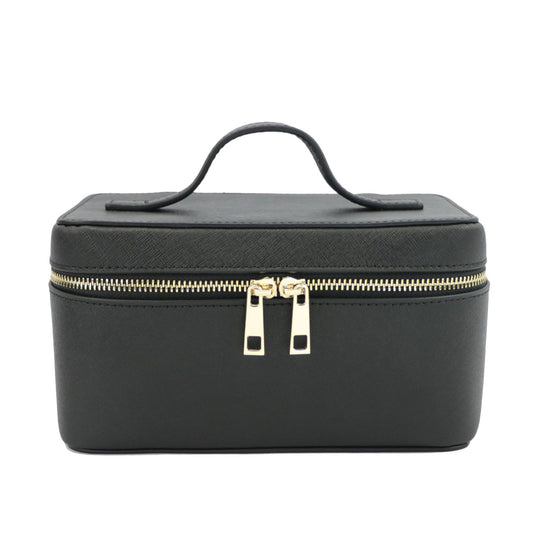 Genuine Split Leather Travel Toiletry Bag with Carry Handle