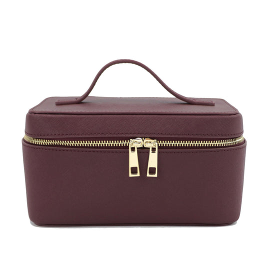 Genuine Split Leather Travel Toiletry Bag with Carry Handle
