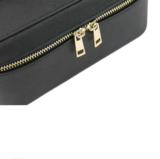 Genuine Split Leather Travel Toiletry Bag with Carry Handle