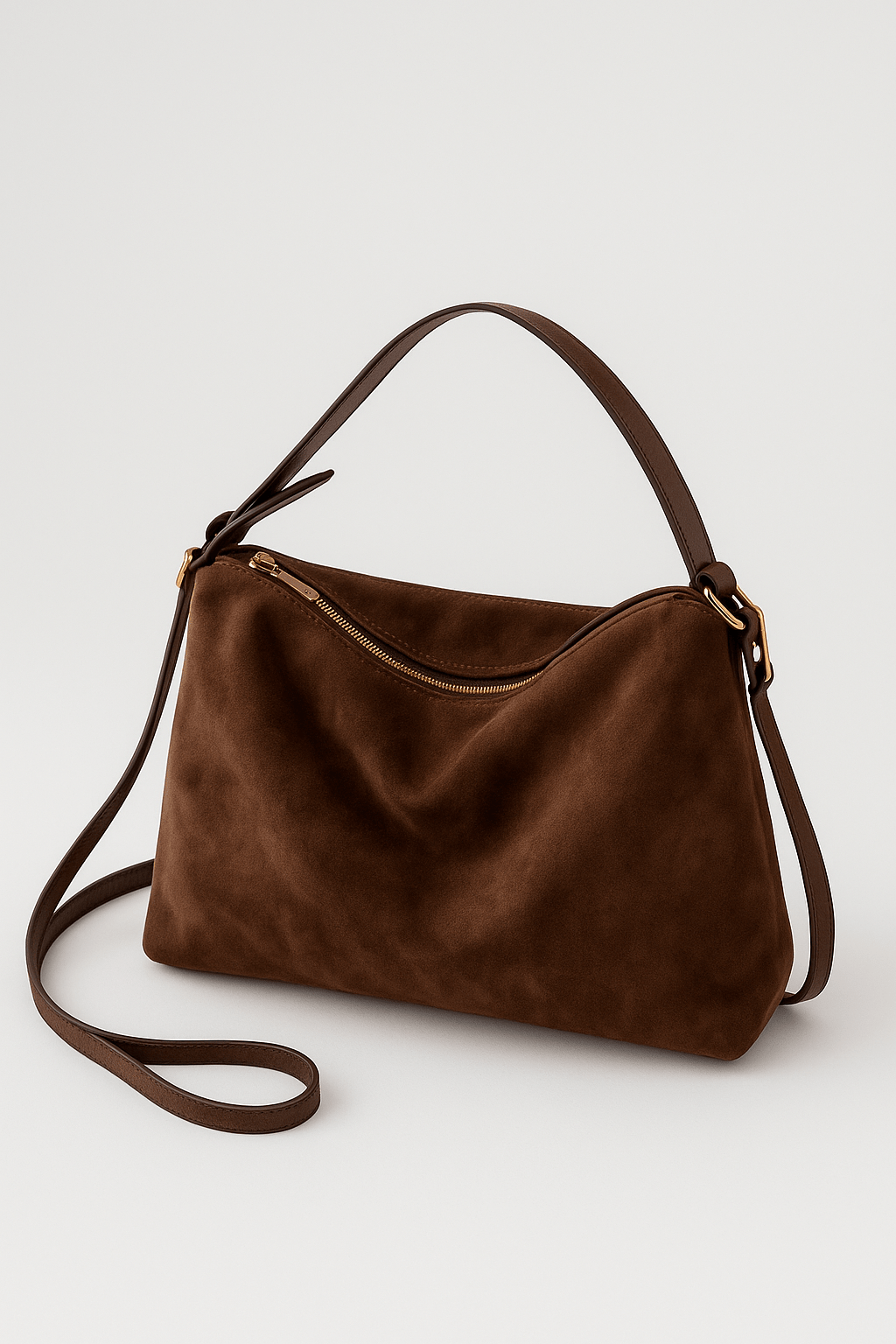 Genuine Suede Crossbody Bag – 30 × 24 × 12 cm with Removable Strap