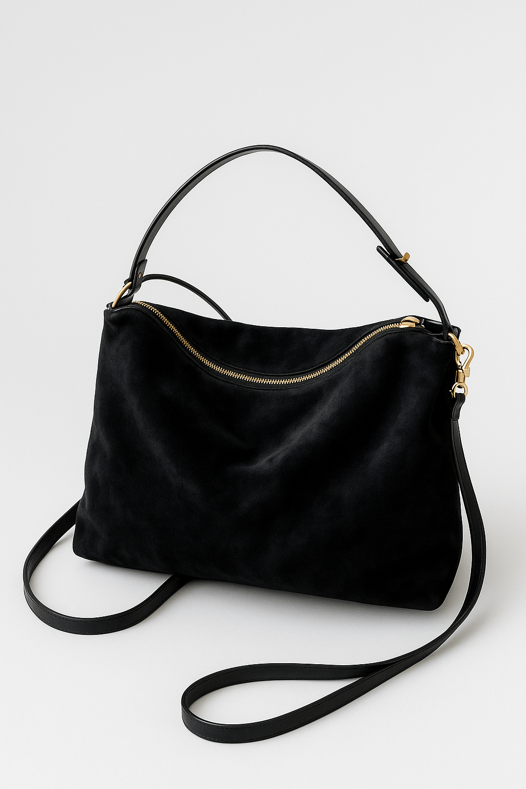Genuine Suede Crossbody Bag – 30 × 24 × 12 cm with Removable Strap
