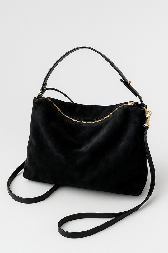 Genuine Suede Crossbody Bag – 30 × 24 × 12 cm with Removable Strap