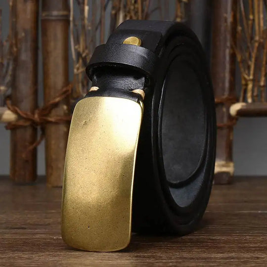 Hercules Handmade Full-Grain Leather Belt with Brass Buckle, Sizes 30–46