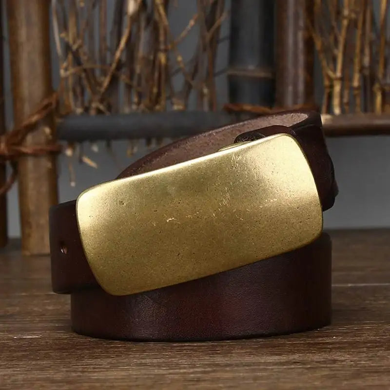 Hercules Handmade Full-Grain Leather Belt with Brass Buckle, Sizes 30–46