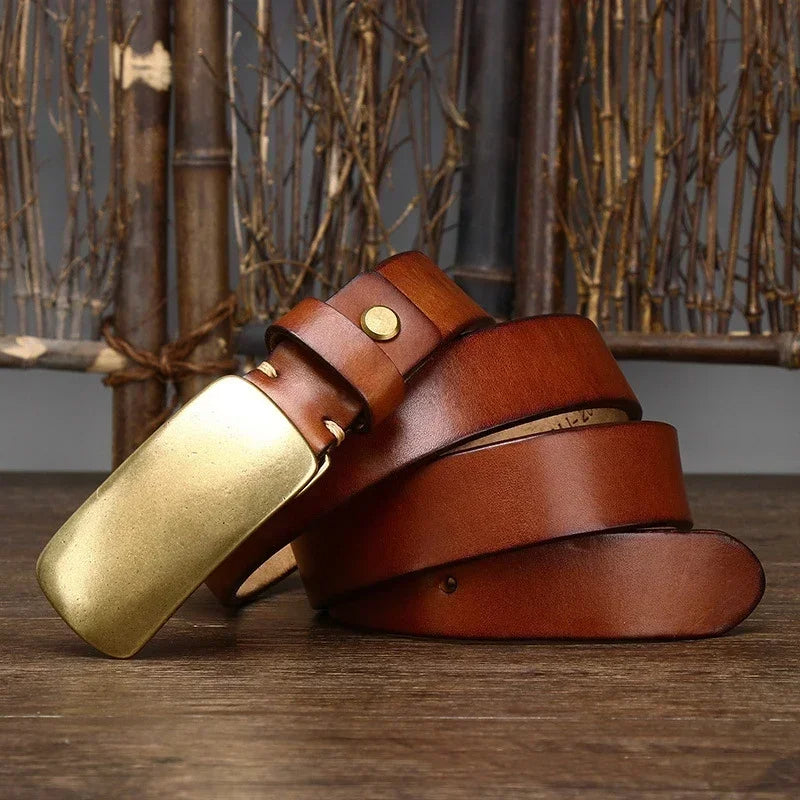 Hercules Handmade Full-Grain Leather Belt with Brass Buckle, Sizes 30–46
