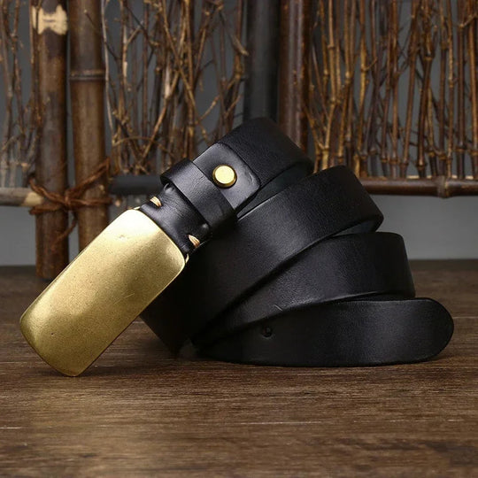 Hercules Handmade Full-Grain Leather Belt with Brass Buckle, Sizes 30–46
