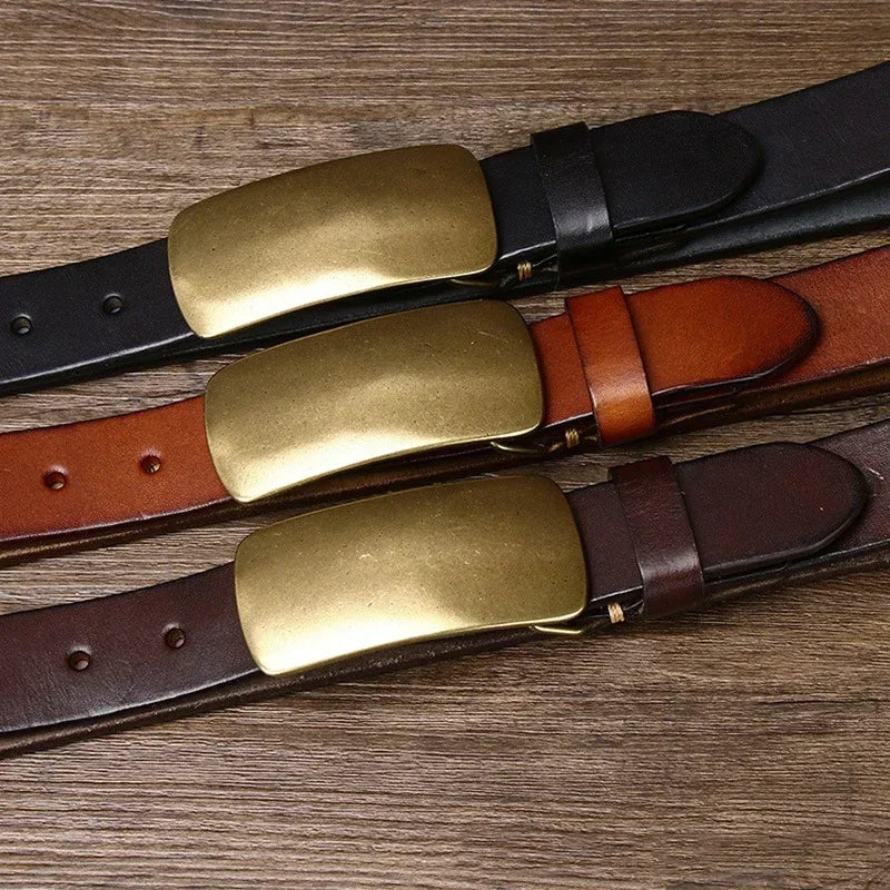 Hercules Handmade Full-Grain Leather Belt with Brass Buckle, Sizes 30–46