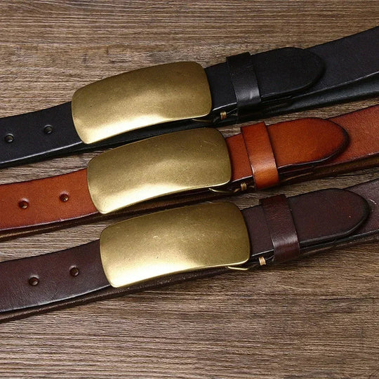 Hercules Handmade Full-Grain Leather Belt with Brass Buckle, Sizes 30–46