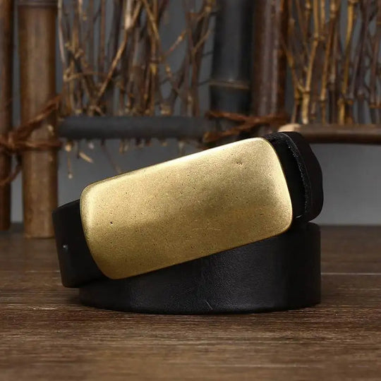 Hercules Handmade Full-Grain Leather Belt with Brass Buckle, Sizes 30–46