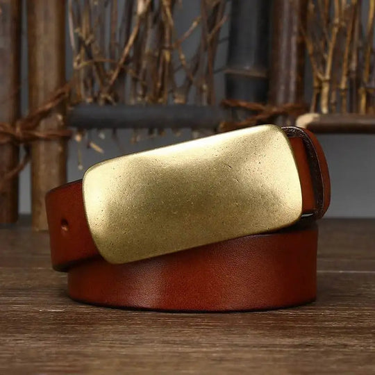 Hercules Handmade Full-Grain Leather Belt with Brass Buckle, Sizes 30–46