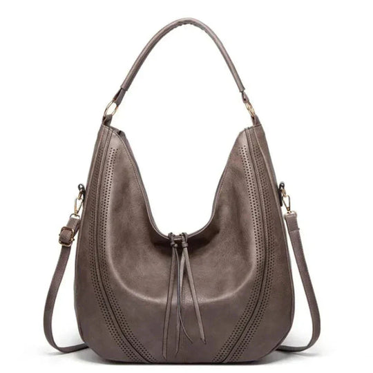 Large Vegan Leather Tassel Shoulder Bag – 43 × 40 × 13 cm