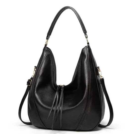 Large Vegan Leather Tassel Shoulder Bag – 43 × 40 × 13 cm