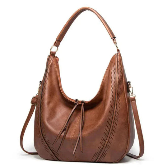 Large Vegan Leather Tassel Shoulder Bag – 43 × 40 × 13 cm