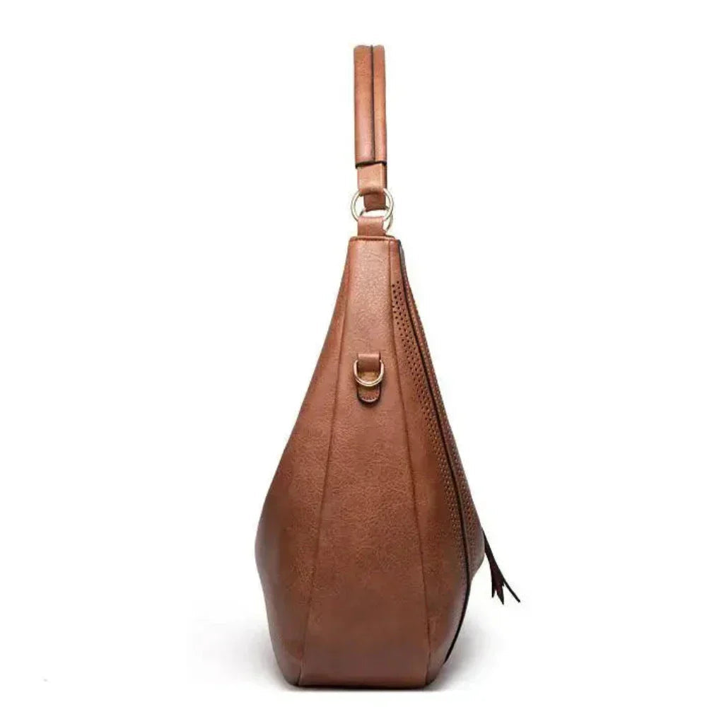 Large Vegan Leather Tassel Shoulder Bag – 43 × 40 × 13 cm