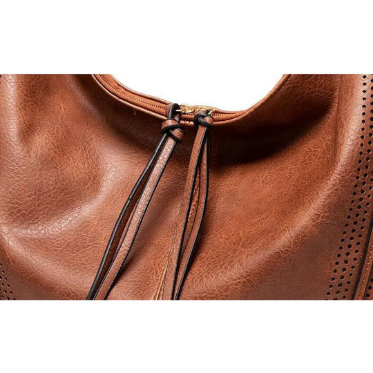 Large Vegan Leather Tassel Shoulder Bag – 43 × 40 × 13 cm