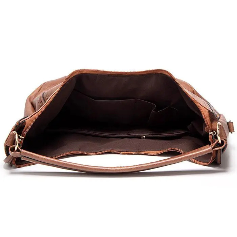 Large Vegan Leather Tassel Shoulder Bag – 43 × 40 × 13 cm