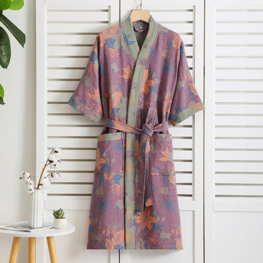 Lightweight Cotton Double-Knit Robe – Elegant Belted Bathrobe