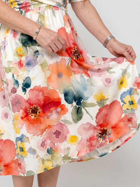 Lightweight Floral V-Neck Midi Dress