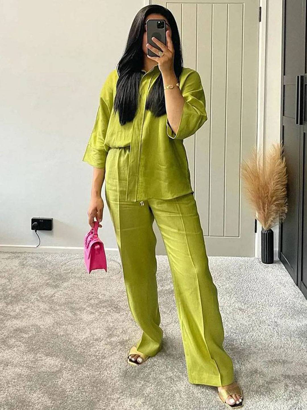 Lightweight Two-Piece Set – Oversized Shirt and Elastic-Waist Wide Trousers