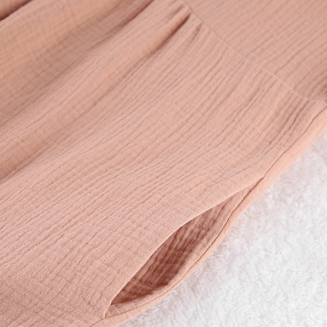 Loose V-Neck Midi Dress with Short Sleeves