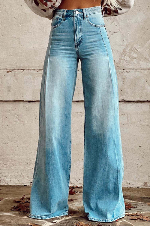 Margovil Women’s Washed Denim Pants – Relaxed Wide-Leg Jeans