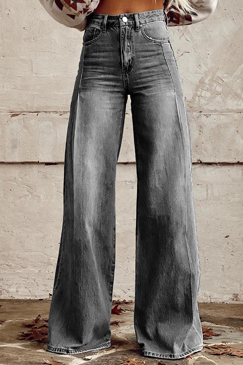 Margovil Women’s Washed Denim Pants – Relaxed Wide-Leg Jeans