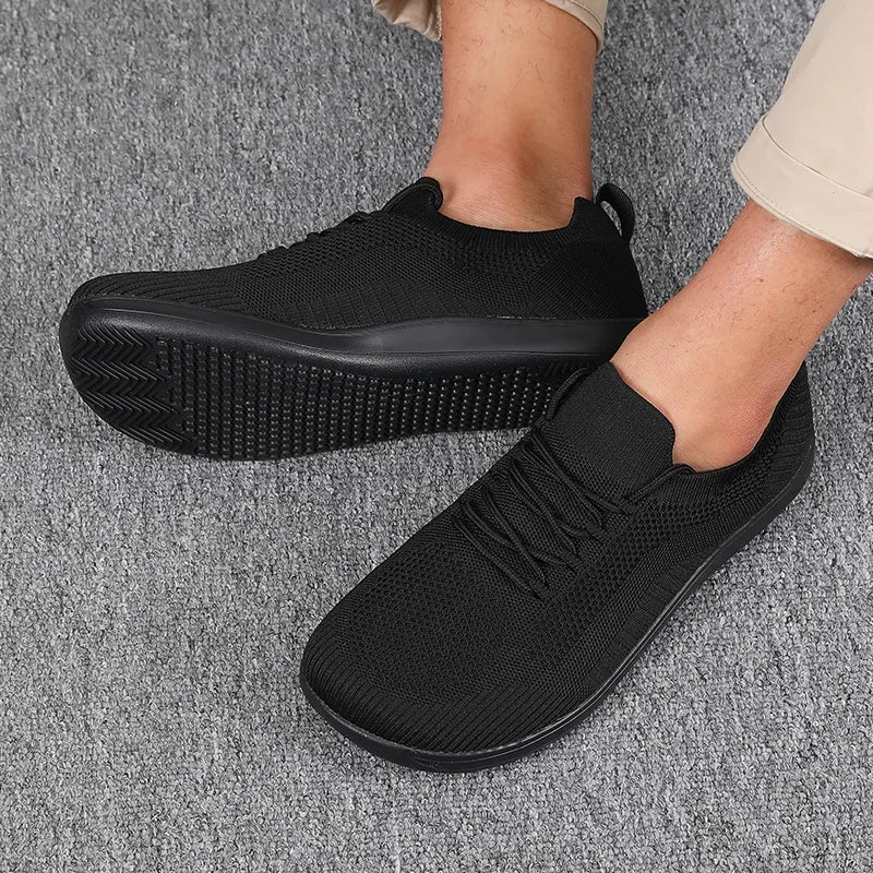 Men's Breathable Mesh Wide-Toe Sneakers with Cushioned Sole