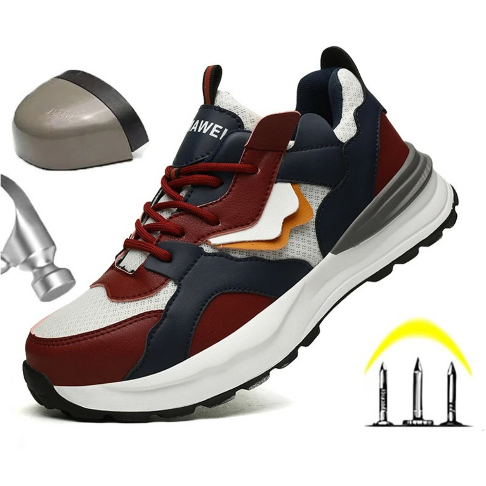 Men's Breathable Steel-Toe Safety Trainers with Shock-Absorbing Non-Slip Sole