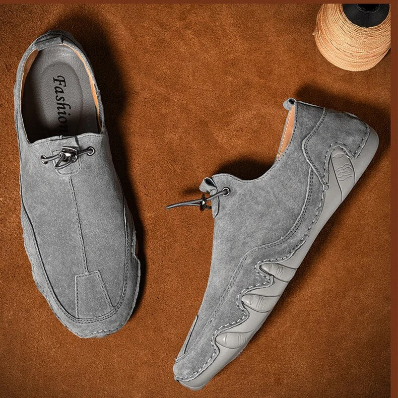 Men's Buckled Slip-On Shoes with Side Panels and Contoured Sole, Sizes 38–48