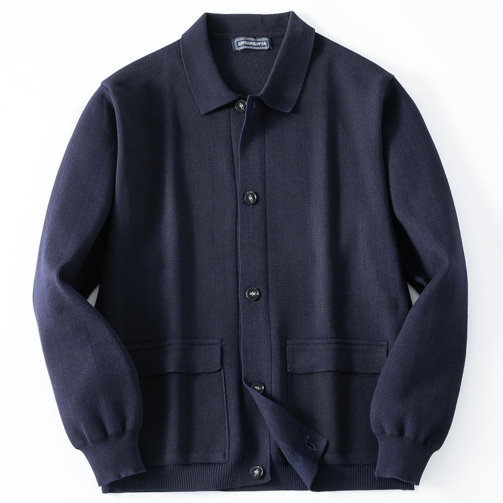 Men's Button-Front Knit Cardigan – Relaxed Fit with Patch Pockets